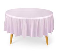 WedDecor Lot de 6 nappes rondes en plastique de 213 cm, imperméables, jetables pour intérieur et extérieur, pour fêtes, anniversaires, pique-niques, banquets, rose clair