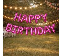 Weddecor Multi Lettres Alphabet Aluminium Ballons avec Gonflage Straw- Anniversaire Fête Décoration et Fournitures pour Bébé, Enfants, Adults- 16” (41cm) - Rose Vif, 16"