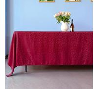 WedDecor Nappe damassée rectangulaire 177,8 x 365,8 cm, motif feuilles ondulées, sans couture, pour restaurant, salle à manger, mariages et événements, décoration de table rouge, 1 pièce