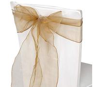 WedDecor Organza Écharpe pour Housses Chaise Fuller Nœud Rubans en Or Ancien pour Banquet, Anniversaire, Anniverysary, Noël Fêtes,Événement Décoration,17cm x 280cm - Antique Doré