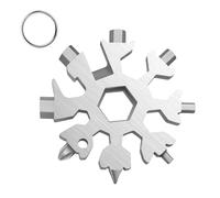 WedDecor Outil multifonction intelligent 18 en 1 en forme de flocon de neige avec tournevis capsuleur, combinaison pour voyage en plein air, camping, outil quotidien et porte-clés, gadget