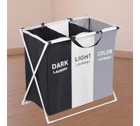 WedDecor Panier à linge de 116 litres à 3 compartiments, bac de rangement pliable et imperméable, panier à linge pliable et portable pour ranger les vêtements sales, les serviettes, les couvertures et