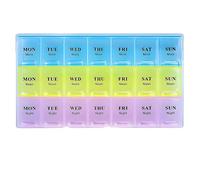 WedDecor Pilulier compact 7 jours 3 fois par jour | Boîte de rangement hebdomadaire pour médicaments, vitamines, compléments de travail et huile de foie de morue | Étui de rangement quotidien portable