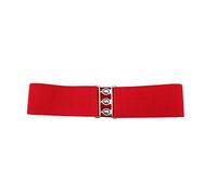 WedDecor pour Femme Blanc Stretch Amincissant Ceinture Fermoir avec Clip Boucle Large Bande Élastique Ceinture Corset Ceinture Gaineur Accessoire Mode, Rouge, 26" - 30 "