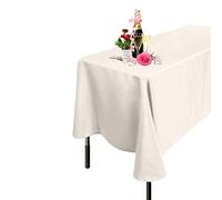 WedDecor Premium Qualité Rectangulaire Nappe Décoration Mariage Tissu Durable Table Housse Banquets Anniversaire Fêtes Fêtes, 70 x 108 inches, Noir, 1pc - Ivoire, 10pcs