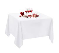 WedDecor Premium Qualité Rond Nappe Décoration Mariage Tissu Durable Table Housse Banquets Anniversaire Fêtes, Noir, 108, 1 Pièce - Blanc, 70 x 70 inch