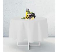 Weddecor Premium Qualité Rond Nappe Grand Tissu Durable Table Housse pour Décoration Mariage Dîner Anniversaire Fêtes, 120 inch, Blanc, 1 Pièce