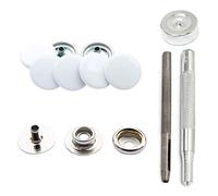 WedDecor Presse Clous Blanc 4 Parties Boutons Pression avec Fixation Main Outils pour Vêtements, Sacs, Maroquinerie, Accessoires Mode, Artisanat Bricolage Projets,15mm,10pcs