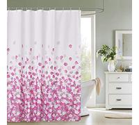 WedDecor Rideau de Douche de Salle de Bain imperméable, Anti-moisissure, 100% Polyester, Lavable et Facile à Nettoyer, avec 12 Crochets de Rideau, pétales Roses, 180 x 180 cm