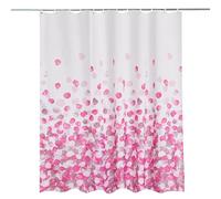 WedDecor Rideau de douche de salle de bain imperméable, anti-moisissure, 100 % polyester, lavable et facile à nettoyer, avec 12 crochets de rideau, pétales roses, 180 x 180 cm