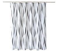 WedDecor Rideau de douche imperméable et résistant à la moisissure 100 % polyester avec 12 crochets - 180 x 180 cm - Noir, gris et blanc