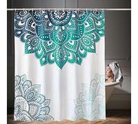 WedDecor Rideau de douche imperméable et résistant à la moisissure - 100 % polyester - Avec 12 crochets - 180 cm x 200 cm - Motif floral mandala