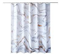 WedDecor Rideau de douche imperméable et résistant à la moisissure - 100 % polyester - Avec 12 crochets - 180 cm x 200 cm - Motif marbre blanc et gris, 180x200cm