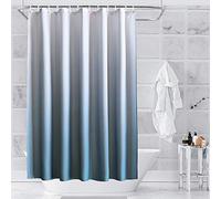 WedDecor Rideau de douche imperméable et résistant à la moisissure 100 % polyester avec 12 crochets de rideau, dégradé bleu et blanc, 180 cm x 200 cm, Bleu/Blanc, 180x200cm
