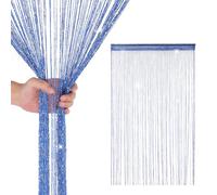 WedDecor Rideaux à cordon bleu royal avec franges scintillantes, panneau moustiquaire, séparateur de pièce, rideau à franges pour portes, entrées, fenêtres, décoration de la maison, décoration