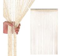 WedDecor Rideaux à cordons ivoire avec franges scintillantes, panneau moustiquaire, séparateur de pièce, rideau à franges pour portes, entrées, fenêtres, décoration de la maison, décoration
