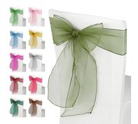 WedDecor Ruban en Organza pour Housses de Chaise - Vert Olive - pour Banquet, Anniversaire, Anniversaire de Mariage, fête de Noël, décoration d'événements - 17 cm x 280 cm - 1 pièce