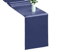 WedDecor Satin Chemin de Table pour Mariage Banquet Fêtes Anniversaire Réception Fiançailles Restaurant Fête Dîner Décoration, 12 X 108 Pouce - Bleu Marine, 1pc