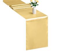 WedDecor Satin Chemin de Table pour Mariage Banquet Fêtes Anniversaire Réception Fiançailles Restaurant Fête Dîner Décoration, 12 X 108 Pouce - Champagne, 10pcs