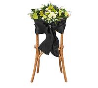 WedDecor Satin Ruban Noir Fuller Arc pour mariée Mariage Anniversaire Banquet Party Chaise de Salle à Manger de l'événement Décoration -7" x 108" (18 x 274 cm) - 50pcs