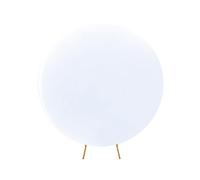 WedDecor Toile de fond ronde blanche de 150 cm en élasthanne, infroissable, couleur unie, pour décoration de photographie, mariage, anniversaire, événements, banquet, fête prénatale