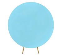 WedDecor Toile de fond ronde bleu layette 150 cm, housse réglable en élasthanne infroissable, couleur unie, pour décoration de photographie, mariage, anniversaire, événements, banquet, fête prénatale