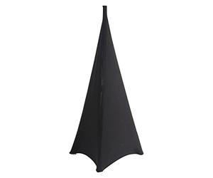 WedDecor Tripode Support Haut-Parleur Extensible étui, Triple Verso Toile 360 Degree recouvrement, Noir Spandex Lycra DJ Jupe with 3 côtés Poche - Idéal pour éclat Effet (Simple) - Noir, 10pcs