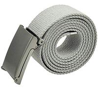 WedDecor Unisexe CEINTURE SANGLE compatible avec 26-51 POUCES ARMÉE COMBAT STYLE TISSU COTON en toile matériel avec Argent brillant boucle coulissant CATCH serrage pour décontracté - Gris, 32" - 51"