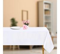 WedDecor Wedding Decor Nappe rectangulaire, 90 x 132 Pouces Housse de Table en Lin et Coton Polyester pour Mariage, dîner et fête d'anniversaire - 1 pièce, Blanc