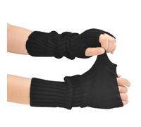 WeddHuis 1 Paire Mitaines d'Hiver Japonaises pour Femmes, Gants de Pointe Fein Strick sans Doigts, Longs Mitaines de Main Chaudes avec Poignets Plüsch, Mitaines de Main Chaudes pour Femmes