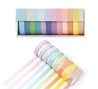 WeddHuis 12 Rouleaux Washi Tape Set, Ruban Adhésif Décoratif Arc-en-Ciel, Scotch Décoratif pour Enfants et Adultes, Scrapbooking, Bricolage et Bullet Journals (2 m x 15 mm/Rouleau) (Multicolore)