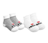 WeddHuis 2 Paires de Chaussettes Bébé en Coton I Love Maman + I Love Papa Nouveau-né Garçon Fille Adorable