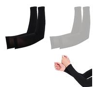 WeddHuis 2 Paires Manchette Bras, Manchettes de Bras Sport de Compression Unisexe Hommes Femmes Soie Glacé Manche de Protection Solaire Élastique Respirant pour Activité en Dehors Tatouages Couvrants