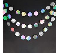 WeddHuis 2 pièces Guirlande en Papier Paillettes Petite Rond Fête Bannière,Coloré Glitter Papier Dot,Suspendre Banderole pour Mariage,Anniversaire,Fête de Naissance Bébé (4 Mètres) (Multicolore)