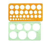 WeddHuis 2 Pièces Règle Circulaire à Dessin Gabarit de Quilling Règle de Mesure Numérique Transparent pour Bureau École Construction Dessin Technique Modèle (Orange)