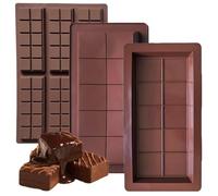 WeddHuis 3 pièces Moule Silicone à Tablette de Chocolat, Anti Adhési, Profond, Peut Faire Deux Types de Tablettes de Chocolat en Même Temps