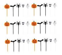 WeddHuis 30 Pcs Fourchettes à Fruits Animaux Mini Cure-Dents Mignons Halloween Cupcake Topper Décoration pour Gâteau d'Halloween Boisson Décoration de Fête