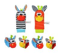 WeddHuis 4 Pcs Hochet Poignet Bébé,Bébé Poignet et Chaussettes Hochet Strap Hochets et ChaussettesPied Finder Jouets de développement Cadeau pour Tout-Petits Garçons Filles