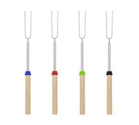 WeddHuis 4 Pièces Brochettes Télescopiques pour Marshmallow, Bâtons de Rôtissage, Fourchettes de Feu de Camp en Acier Inoxydable (Extensible 31-41cm)