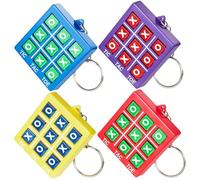 WeddHuis 4 pièces Tic Tac Toe jeu porte-clés pour enfants âgés de 8 à 12 ans en plastique porte-clés Tic Tac Toe fête faveur mini sac à dos anniversaire garçons filles