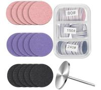 WeddHuis 60pcs rinder Papier De Verre Disque Abrasif Outil,Outil de pédicure Papier de verre,GPédicure Disques Abrasifs Papier pour enlever les callosités peau morte(jaune, blanc, rose)(80#150#240#)