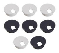 WeddHuis 8 Pièces Passe-Câble en Plastique Bureau Tuyau Rond Passage de Câble Cache-Câble Gaine de Câble pour Encastrement Canal de Câble Passage de Câble (Ø 35 mm) (blanc + noir)