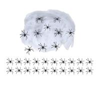 WeddHuis Halloween Décoration Toile d'araignée, 100g Blanc Outdoor Toile d'araignée Décoration Avec 20 Araignées Noires d'Horreur,Extérieur,Maisons,Jardin,Maison Hantée & Accessoires de Fête