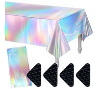 WeddHuis Lot de 2 nappes de fête, Arc-en-ciel - Multicolore, En plastique imperméable, Décoration d'anniversaire d'enfant, Imperméables jetables, Fête à thème (137 x 274cm), sirènes multicolores