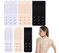 WeddHuis Lot de 6 extensions de soutien-gorge extensibles, Accessoire de grossesse, rallonge soutien gorge, attache soutien gorge, extenseur, 3 rangées, 2 crochets