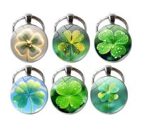 WeddHuis Lot de 6 Porte-Clés Trèfle à Quatre Feuilles, Lucky en Acryl, Porte-Bonheur Feuille Verte Nature, Pendentif En Porte-Bonheur Femme, Porte Clef Trefle 4 Feuilles, pour Porte-Monnaie