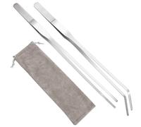 WeddHuis Pince à épiler en acier inoxydable avec étui en tissu - Idéale comme pince à barbecue, pince à cuisiner ou pince à aliments pour aquariums et bassins d'ornement.