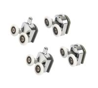 WeddHuis Roulettes de Porte de Douche,Lot de 4 pièces,doubles,durables et silencieuses,roulette porte coulissante douche,pour portes en verre de 3 à 6 mm d'épaisseur (23 mm)