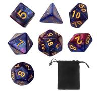 WeddHuis Set di dadi poliedrici DND da 7 pezzi per Dungeon and Dragons MTG RPG D&D (D20, D12, D10, D%, D8, D6, D4) (Viola + Oro)