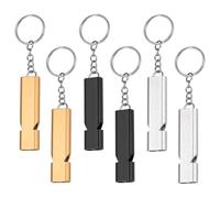 WeddHuis Sifflet d'urgence, 6 pièces, Sifflet de survie, Double tubes en métal, anti agression, Kit de survie, pour le camping, la randonnée, la chasse, l'escalade, Self defense (Or, Argent, Noir)